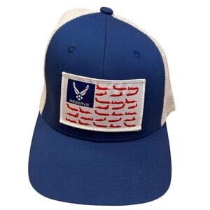 Men's Airforce Reserve Flex Fit Fitted Trucker Hat Cap One Size White Mesh Back